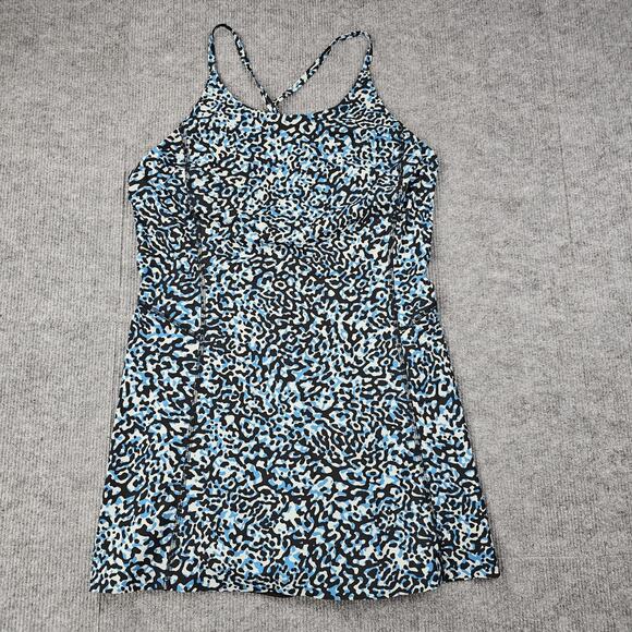 Athleta Infinity Dress Womens Small Blue Leopard Print Built-In Shorts Athletic - Picture 1 of 7